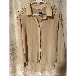 Studded Cream Button Up